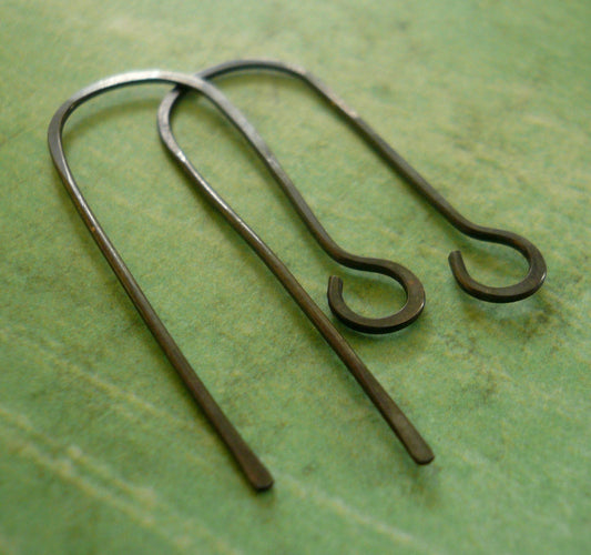Minimalist Sterling Silver Earwires - Handmade. Handforged. Heavily Oxidized