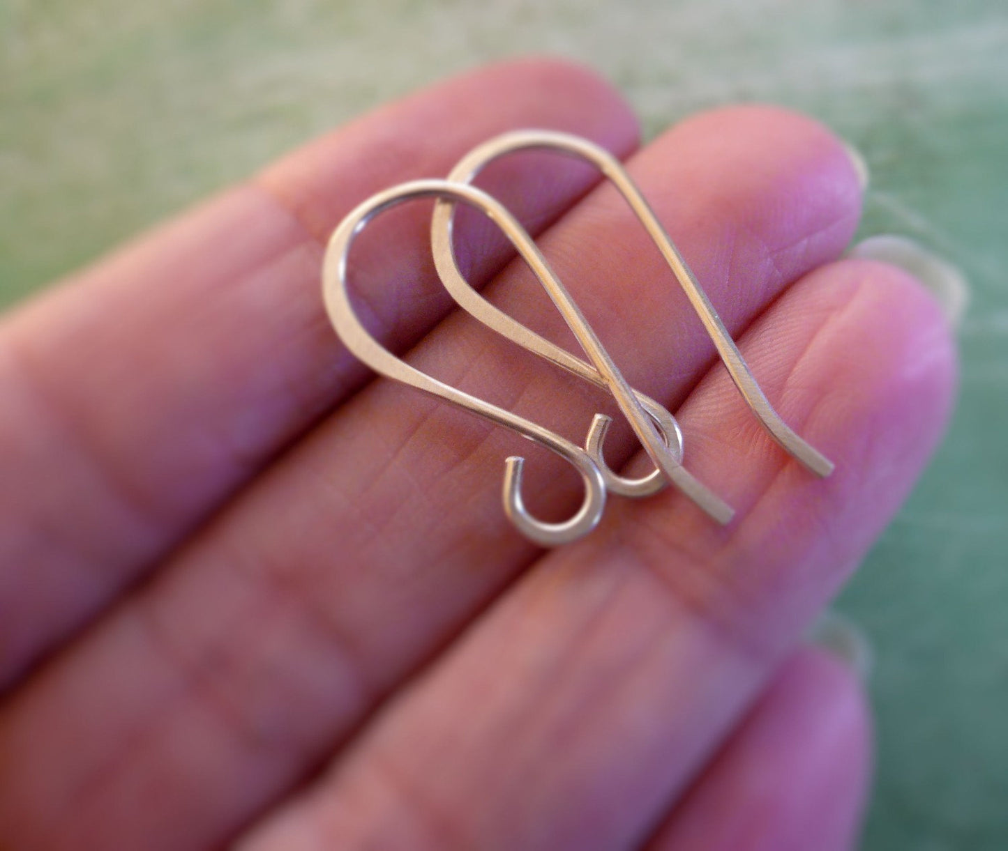 Heavy Gauge Solitaire Sterling Silver Earwires - Heavily oxidized. Handmade. Hand forged