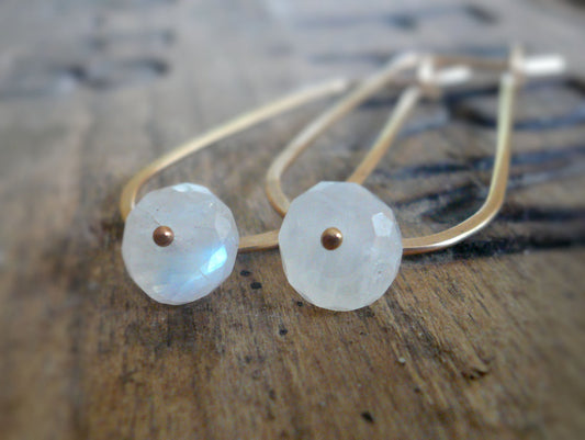 Frost Hoops Wonderland Collection - Handmade. Moonstone. 14kt Goldfill
