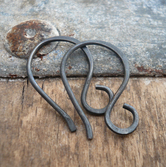 Twinkle Sterling Silver Earwires - Handmade. Handforged. Heavily Oxidized