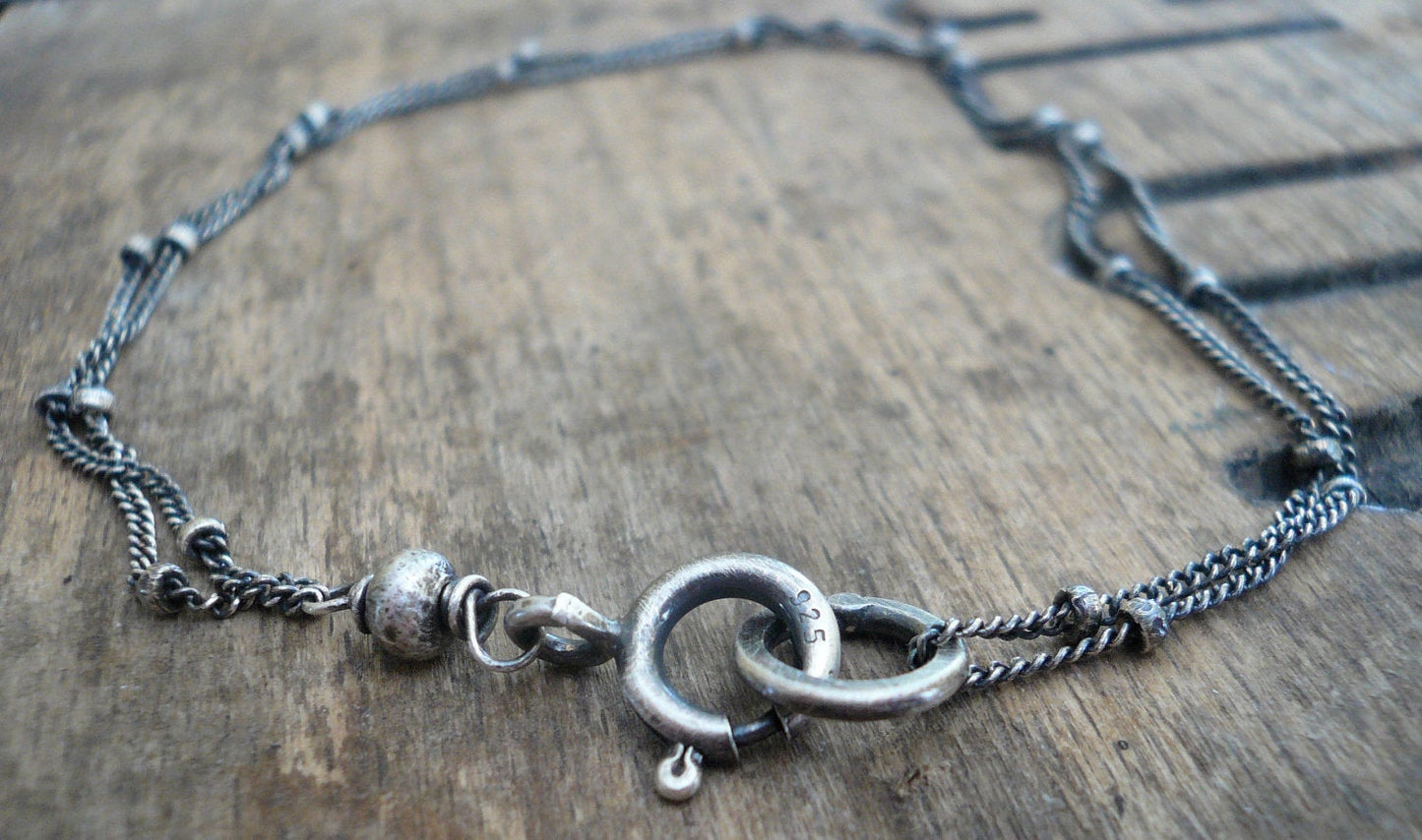 Bracelet Design Your Own Series - 2 strand Oxidized Sterling Silver Satellite Chain