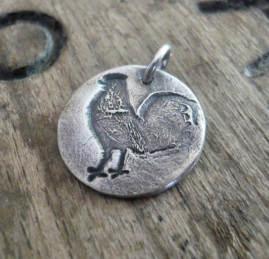 Good Morning Pendant- Handmade. Oxidized Fine Silver. Design Your Own Series
