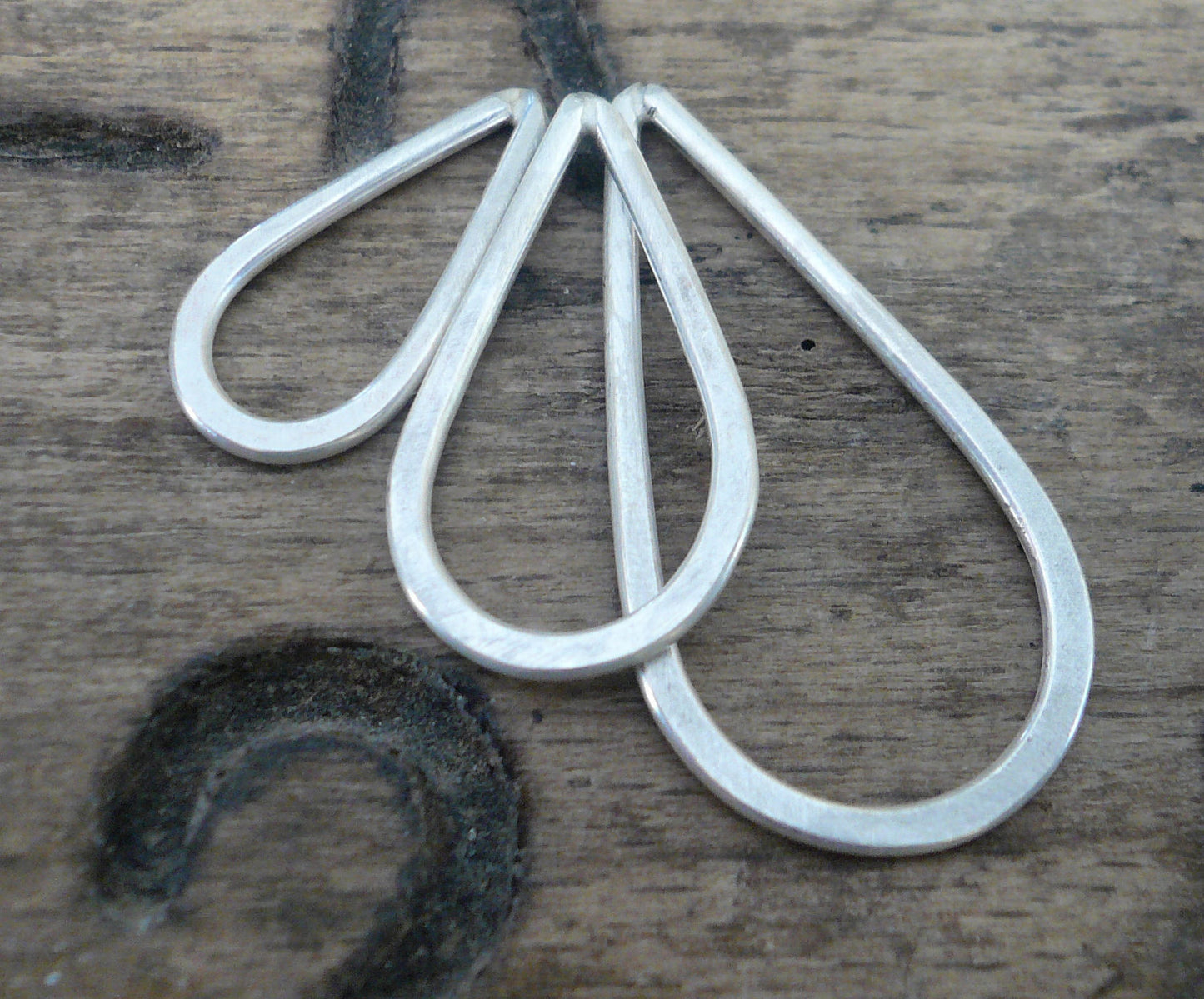 Small Handforged Oxidized Sterling Silver Tear Drops - Handmade. Hand forged. 17mm. 1 pair