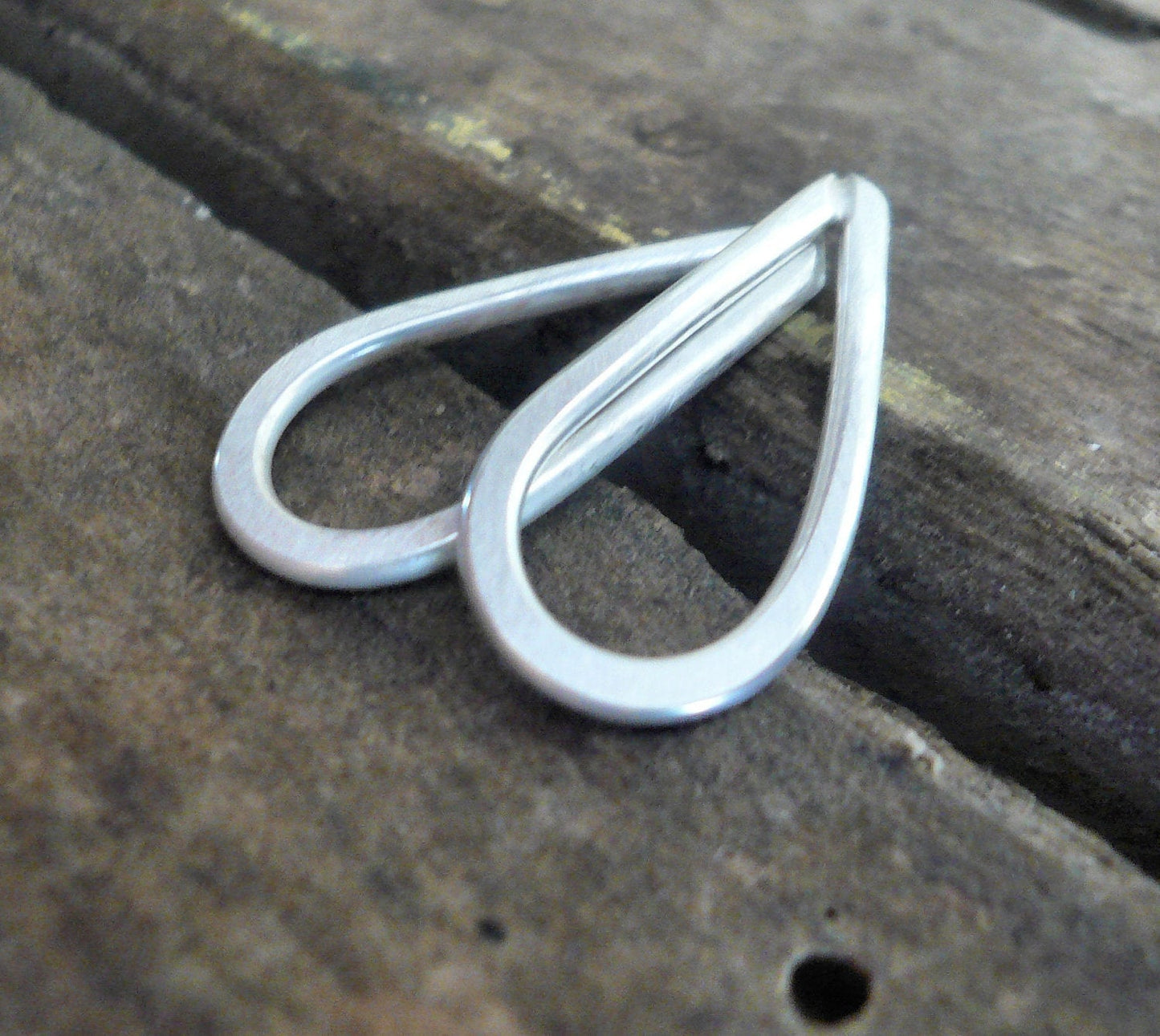 Small Hammered Oxidized Sterling Silver Tear Drops - Handmade. Hand forged. 17mm. 1 pair