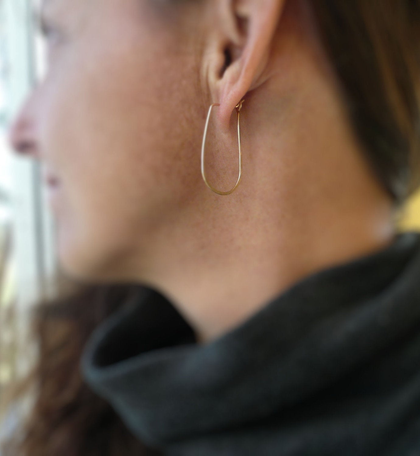 Gold Tear Drop Hoops - Handmade. Hand Forged. 14kt Goldfill