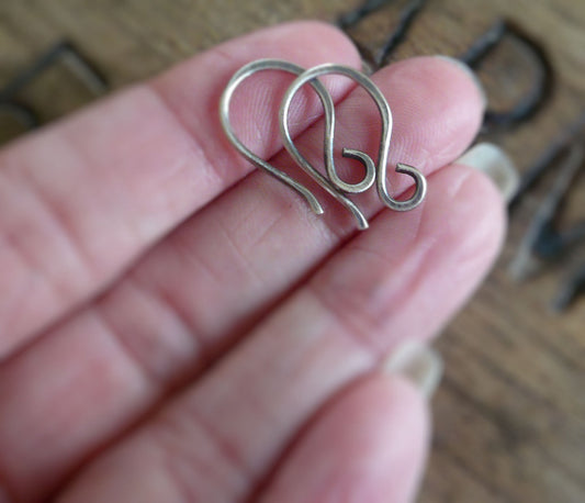 HEAVY 18 Gauge Twinkle Sterling Silver Earwires - Handmade. Hand forged. Oxidized & polished