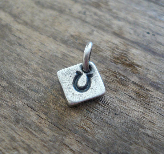 Lucky Pendant - Handmade. Oxidized Fine Silver