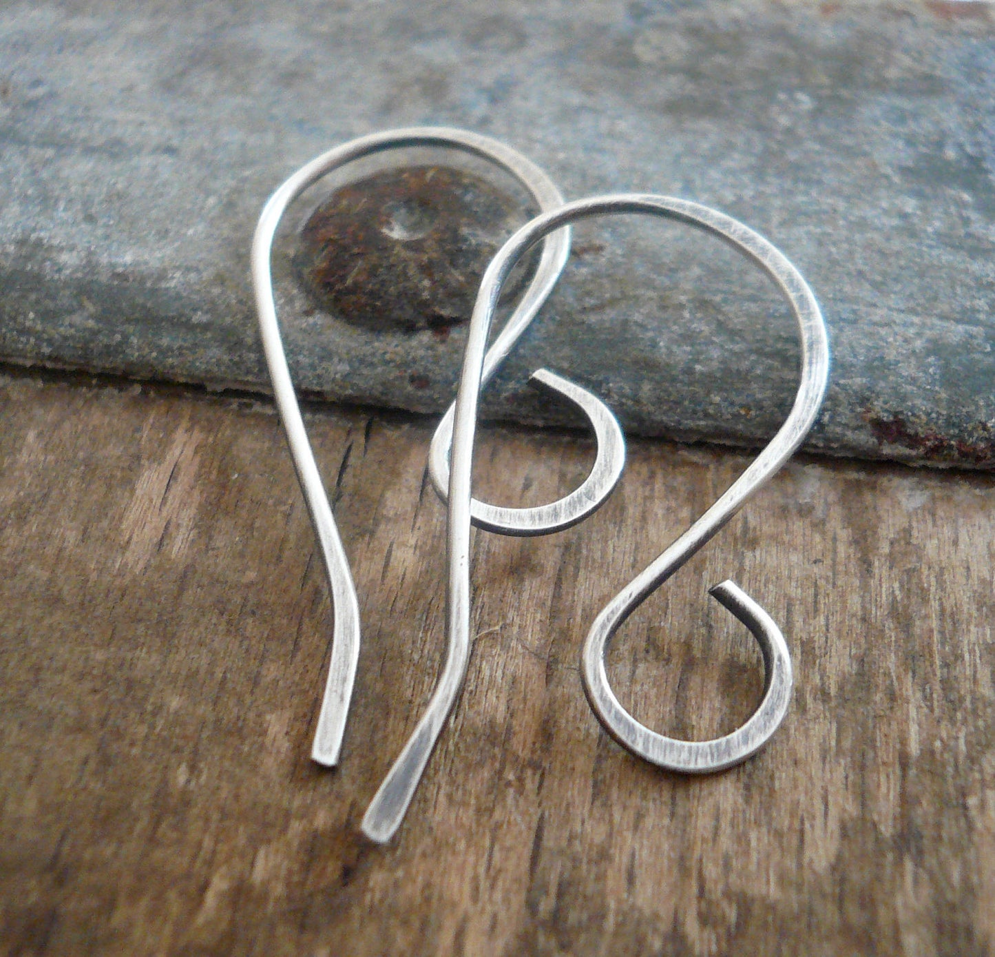 12 Pairs of my Large Loop Solitaire Sterling Silver Earwires - Handmade. Handforged. Oxidized & Polished