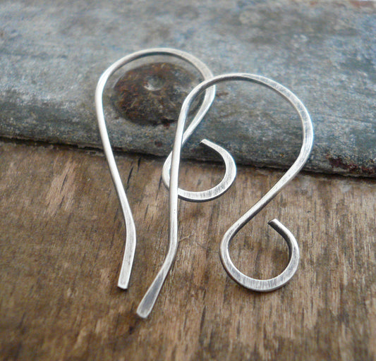 Large Loop Solitaire Sterling Silver Earwires - Handmade. Handforged. Oxidized & Polished