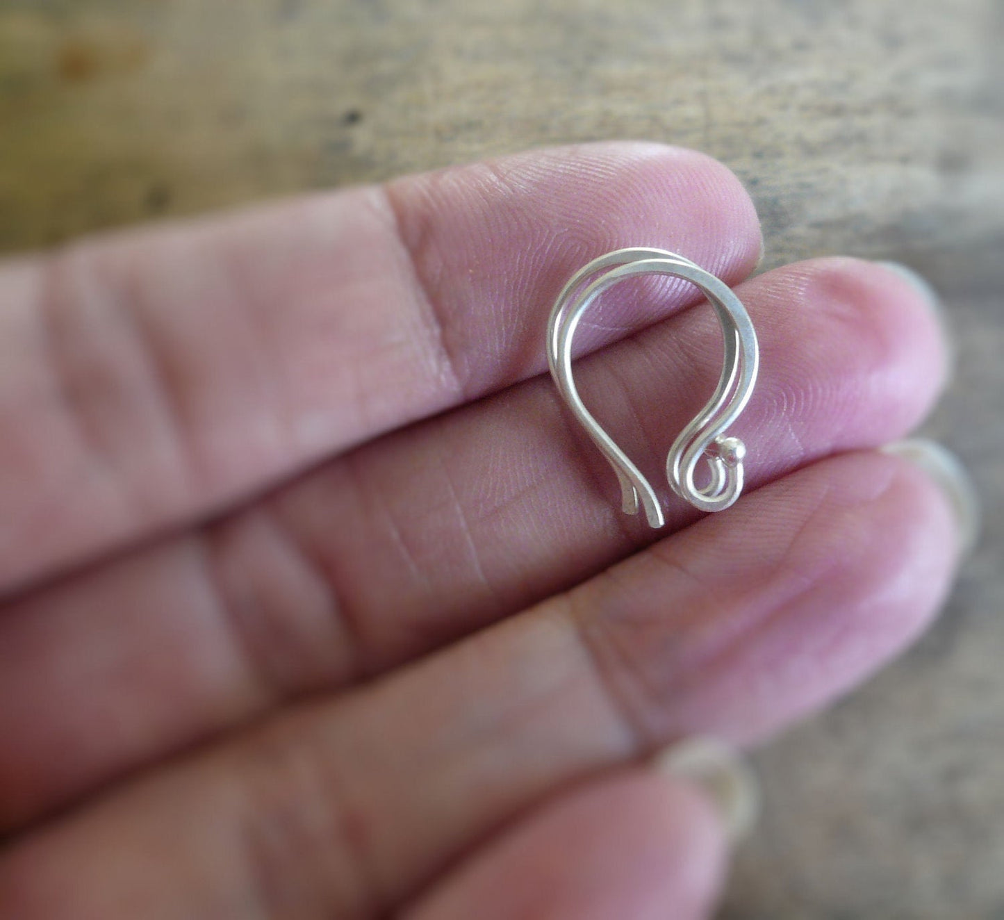 Ball End Twinkle Fine Silver Earwires - Handmade. Handforged. Heavily Oxidized