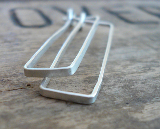 Svelte Hoops Medium - Handmade. Hand forged. Matte Sterling Silver Earrings