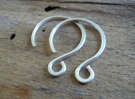 HEAVY 18 gauge Large Solitude Sterling Silver Earwires - Handmade. Handforged