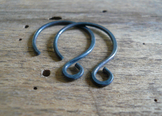 HEAVY 18 gauge Large Solitude Sterling Silver Earwires - Handmade. Handforged. Heavily Oxidized