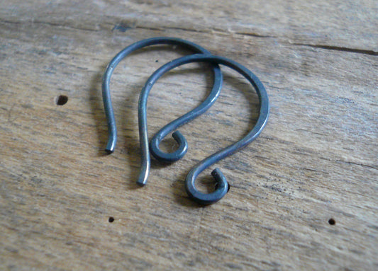 HEAVY 18 gauge Large Twinkle Sterling Silver Earwires - Handmade. Handforged. Heavily Oxidized