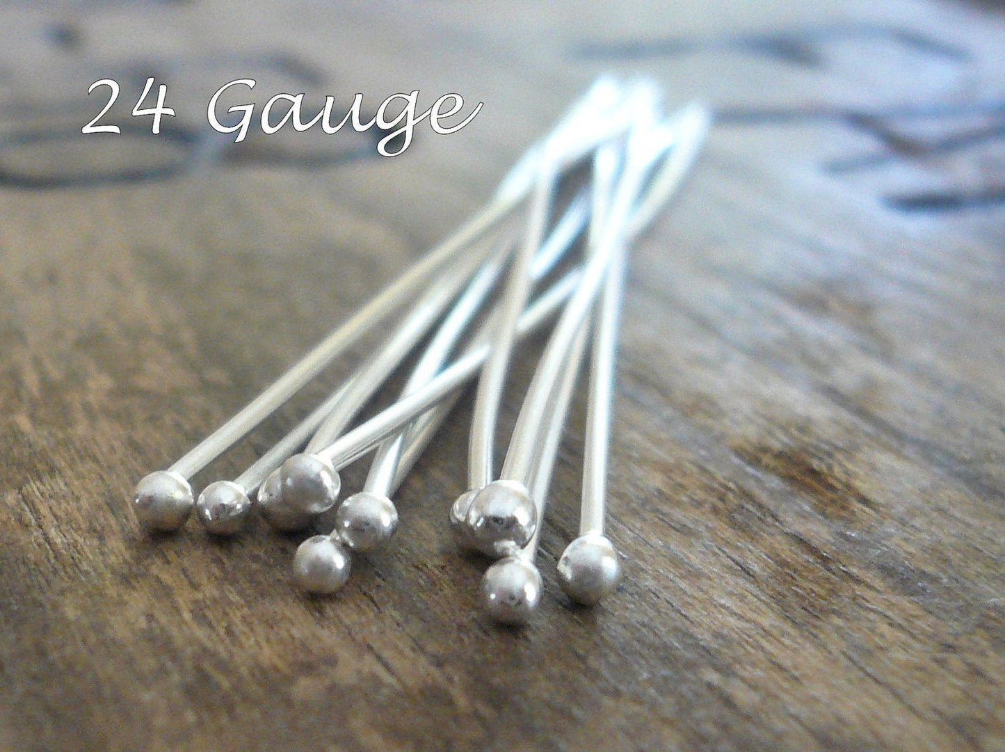 10 3" Fine Silver 24 GAUGE Handmade Ball Headpins - 3 inches.
