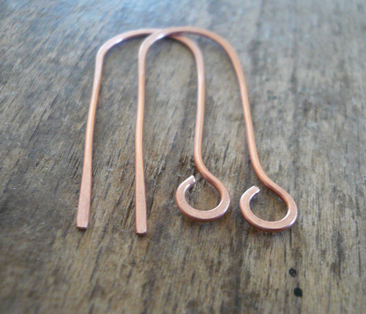 Minimalist Copper Earwires - Handmade. Handforged