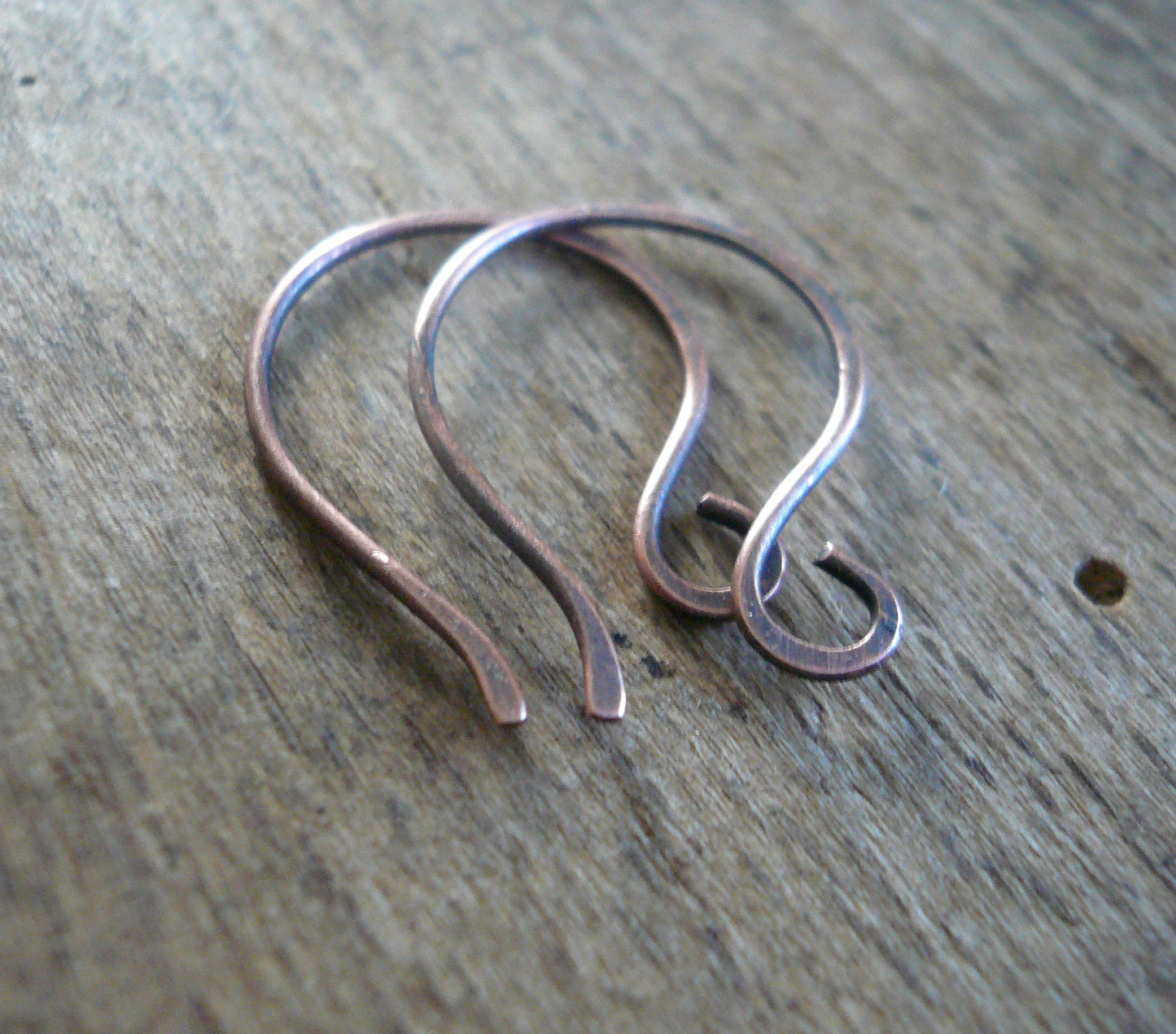 Large Twinkle Antiqued Copper Earwires - Handmade. Handforged
