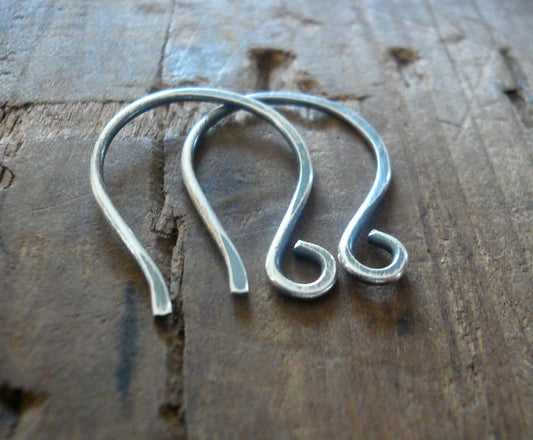 HEAVY 18 gauge Large Twinkle Sterling Silver Earwires - Handmade. Handforged. Oxidized/ polished