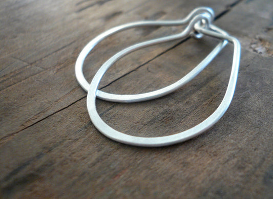 Horseshoe Hoops - Handmade. hand forged. Sterling Silver or 14kt goldfill Earrings