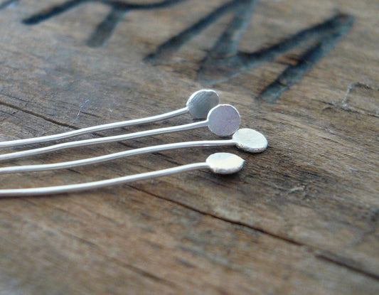 10 2" Fine Silver Handmade Paddle Headpins - Choice 26,24 or 20 gauge.