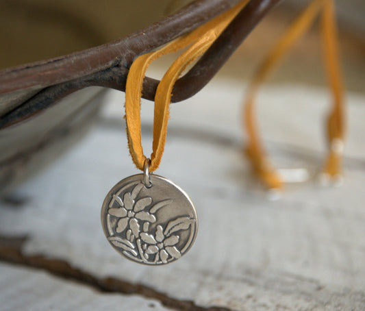 Spring - Seasons Necklace - Fine & Sterling Silver. Leather. Handmade.
