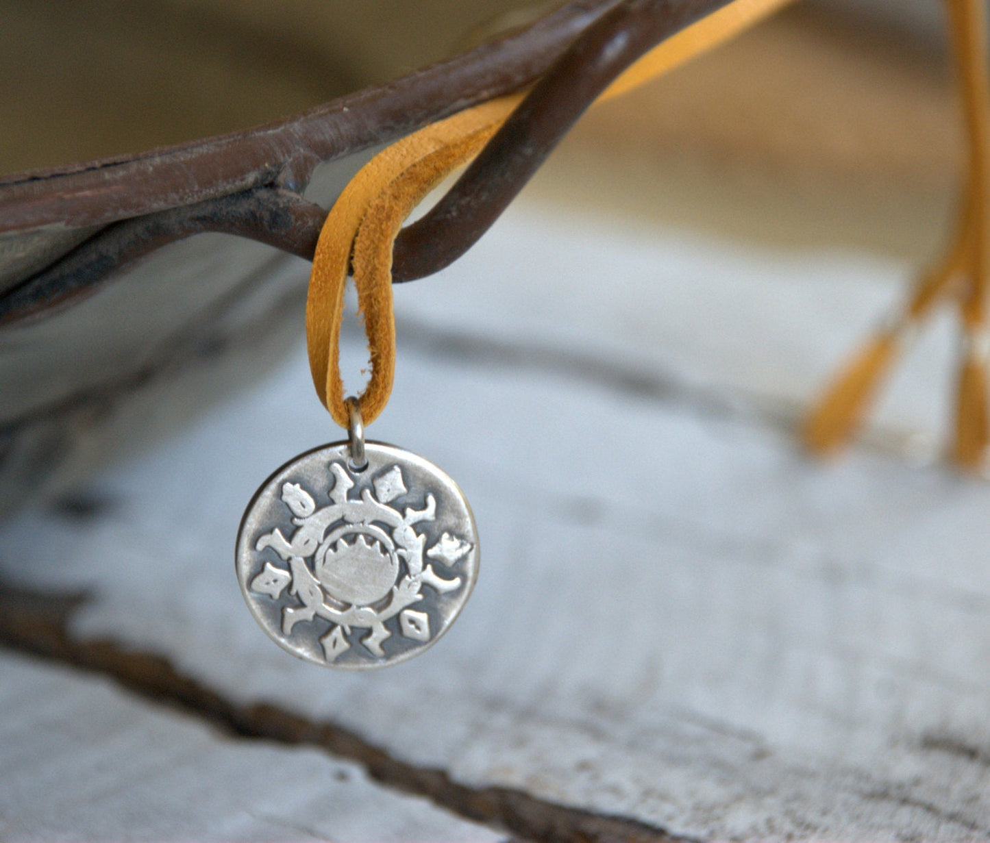 Summer - Seasons Necklace - Fine & Sterling Silver. Leather. Handmade.