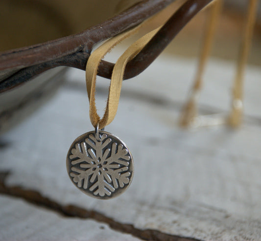 Winter - Seasons Necklace - Fine & Sterling Silver. Leather. Handmade.