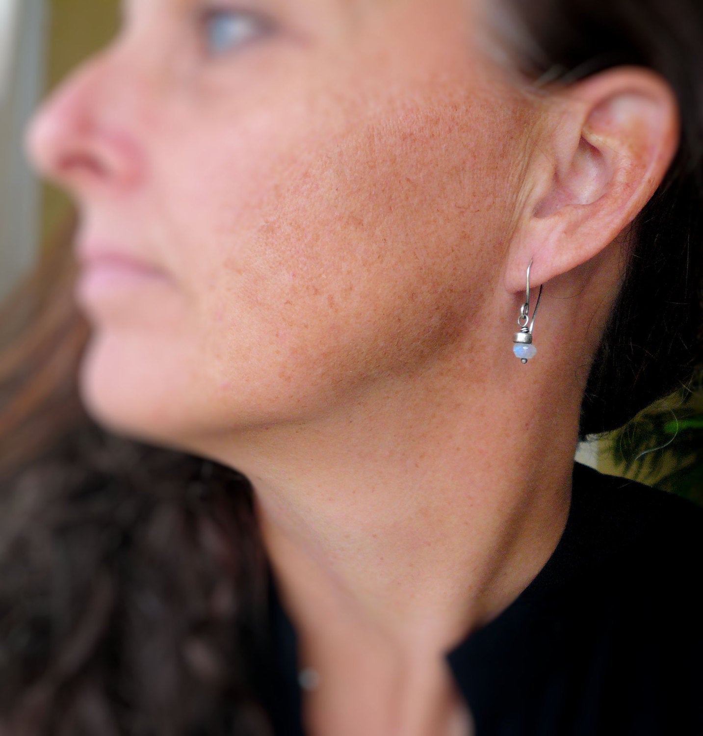 Dandy Earrings in Ice - Moonstone. Oxidized Sterling silver. Dangle earrings.Handmade