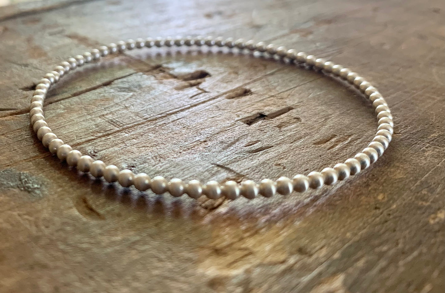 Olio Bangle Bracelet - Sterling Silver Beaded Bangle.