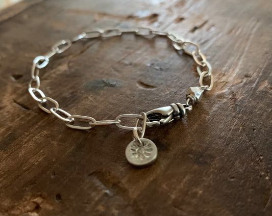 Long Lengths Bracelet - Sterling & Fine Silver elongated cable chain bracelet