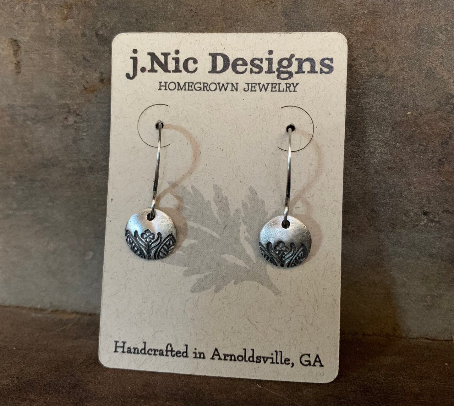 Florin Earrings - Handmade. Oxidized Fine & sterling silver dangle earrings.