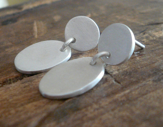 Lacuna Collection Post Earrings - Handmade. Brushed Fine Silver Earrings.