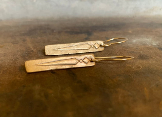 Leas Earrings - Handmade. Bronze & 14kt Goldfill or oxidized fine & sterling silver dangle earrings