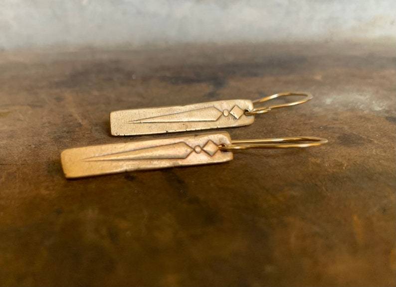 Leas Earrings - Handmade. Bronze & 14kt Goldfill dangle earrings