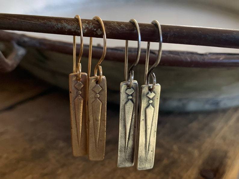 Leas Earrings - Handmade. Bronze & 14kt Goldfill dangle earrings