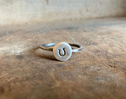 Lucky Stacking Ring - Sterling & Fine Silver Oxidized Hammered Ring. Hand made by jNic Designs