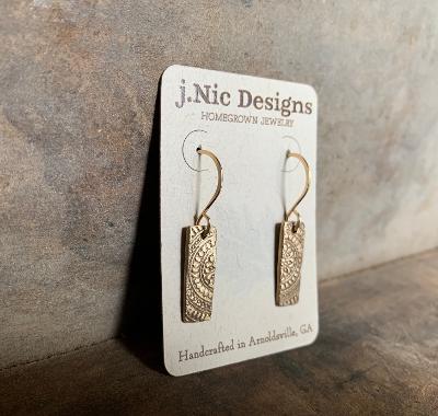 Mandala Tab Earrings - Handmade. Bronze and 14kt Goldfill dangle earrings.