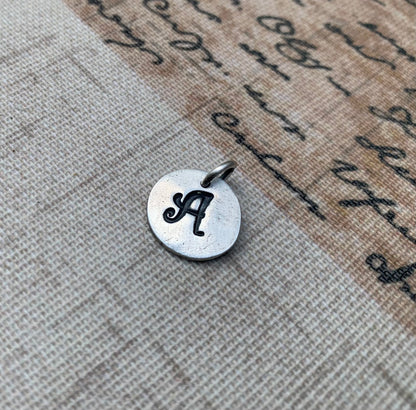 Initial Pendant Upper Case- Handmade. Personalized. Oxidized Fine Silver