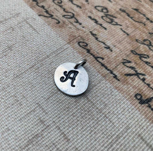Initial Pendant Upper Case- Handmade. Personalized. Oxidized Fine Silver