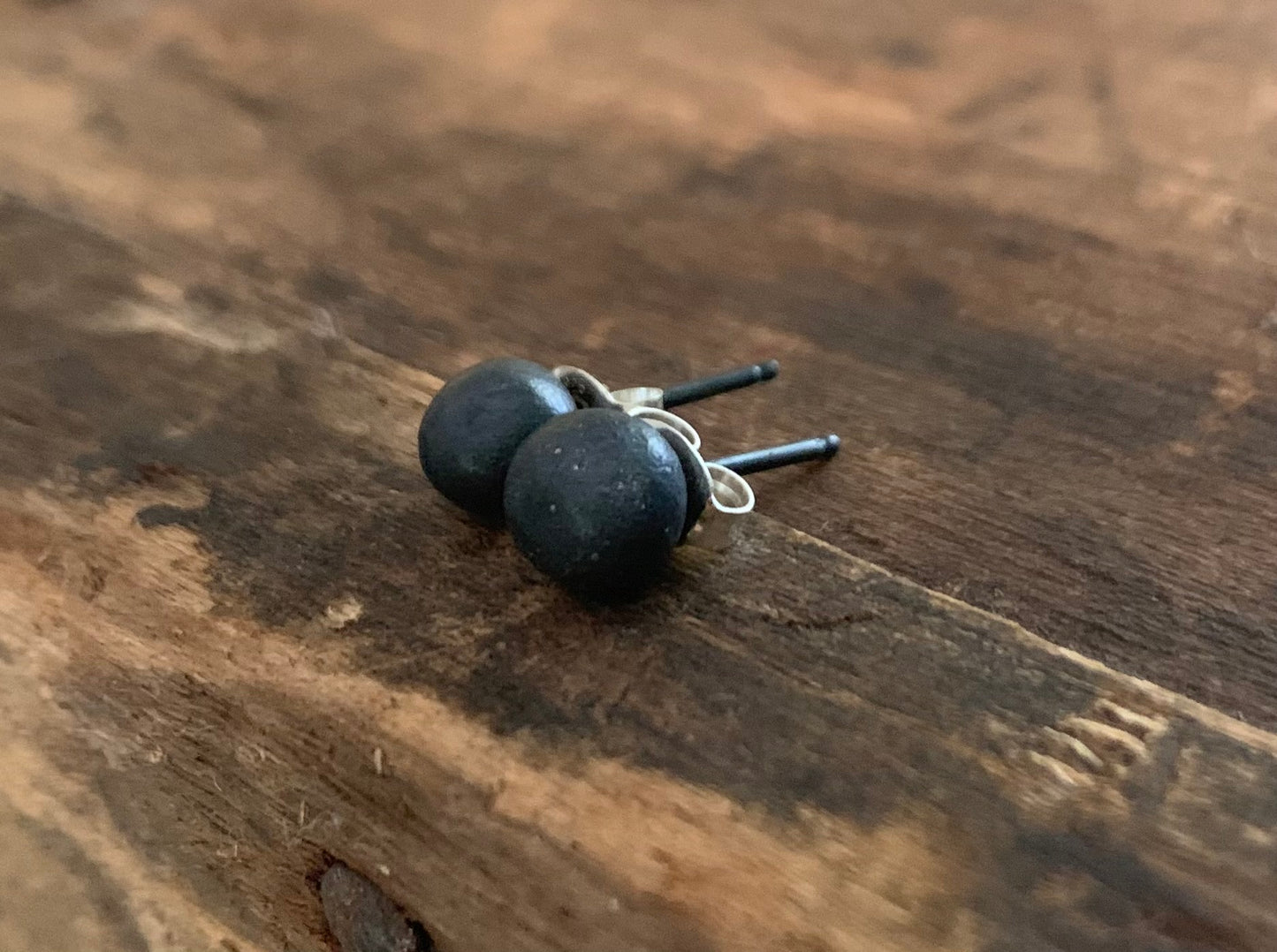 Pebble Post Earrings - Handmade. Oxidized Fine & Sterling Silver Stud Earrings. Choice of 3 sizes & 4 finishes.