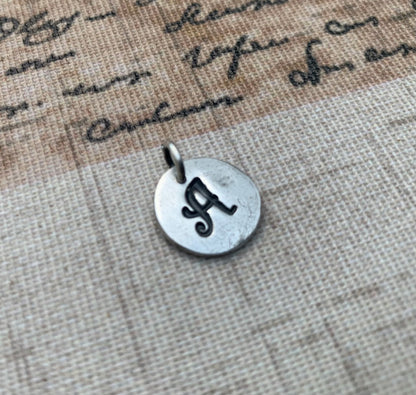 Initial Pendant Upper Case- Handmade. Personalized. Oxidized Fine Silver