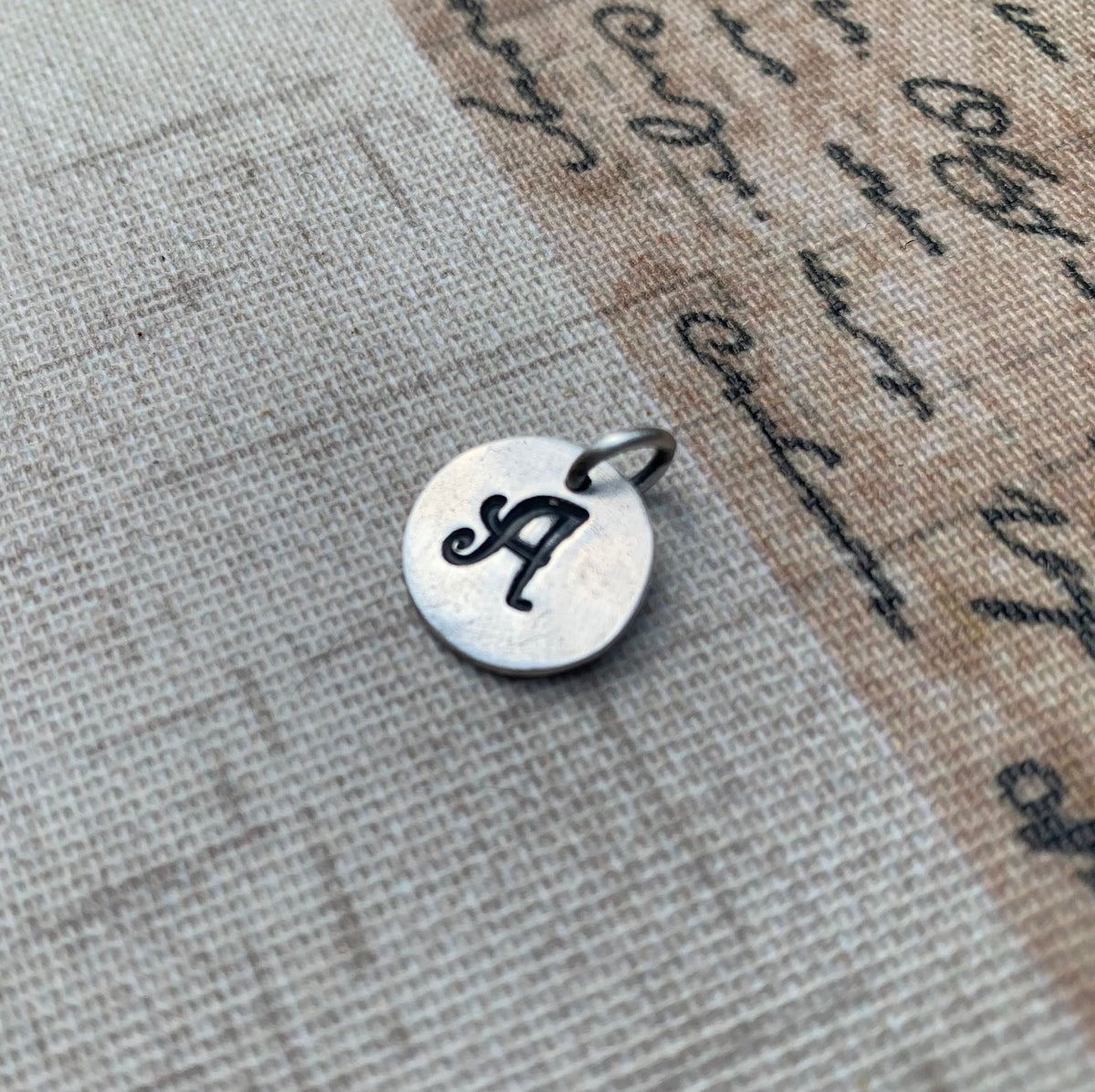 Initial Pendant Upper Case- Handmade. Personalized. Oxidized Fine Silver