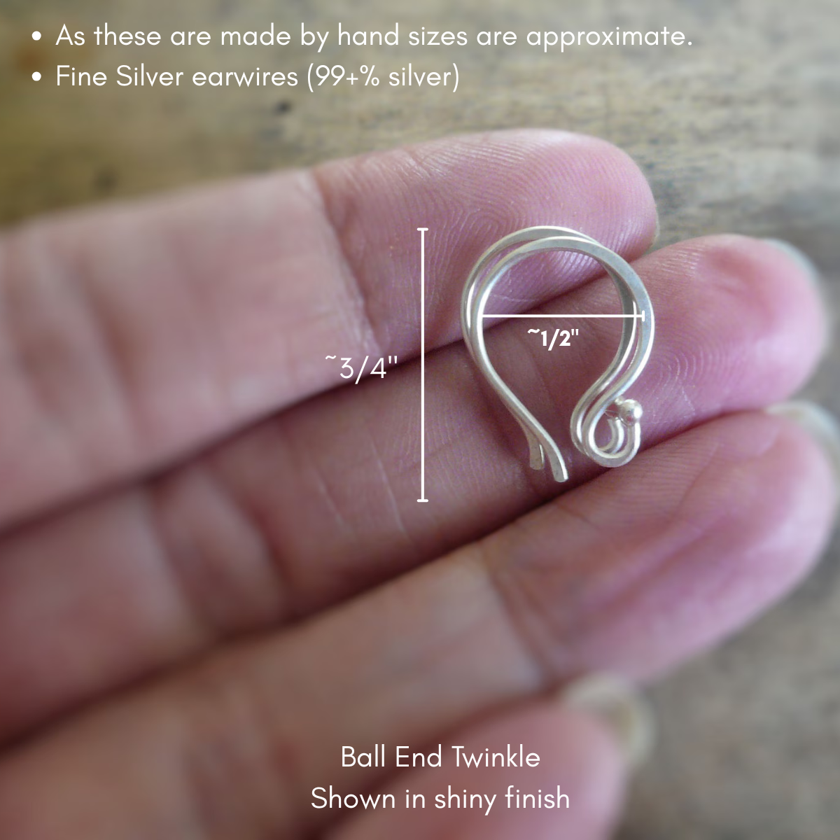 Ball End Twinkle Fine Silver Earwires - Handmade. Handforged