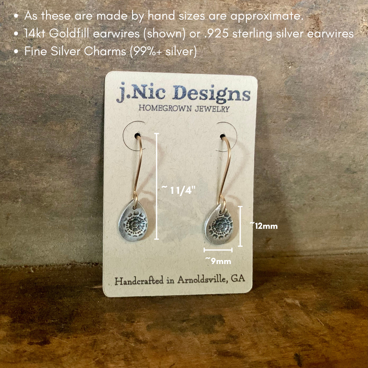 Charleston. Old South Collection Earrings - Oxidized fine silver. 14kt Goldfill. Mixed Metal. Handmade