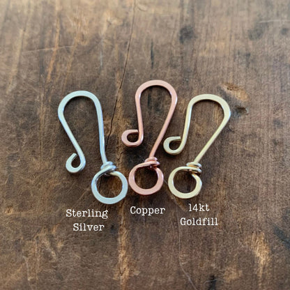 Handforged S Clasp- Handmade. ONE Hand forged Clasp. Choice of metal - sterling silver, copper or 14kt Goldfill