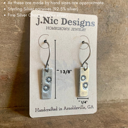 Daisy Earrings - Handmade. Oxidized fine and sterling silver. Summer Fields Collection