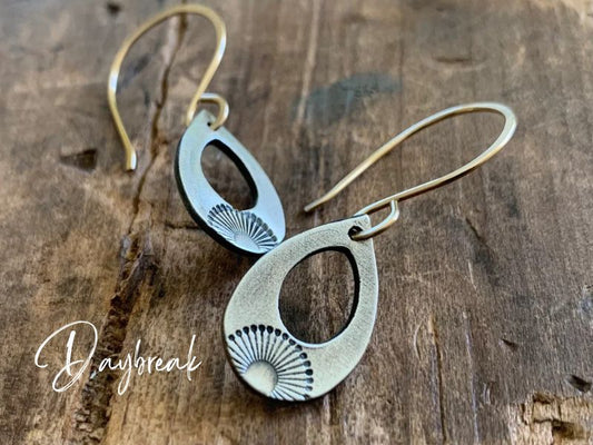 Daybreak Earrings - Handmade. Mixed Metal. 14kt Goldfill & Oxidized fine recycled silver