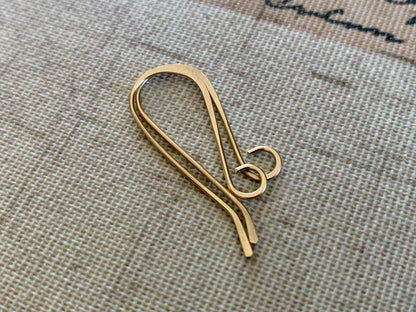 Solitaire 14kt Yellow Goldfill Earwires - Handmade. Handforged