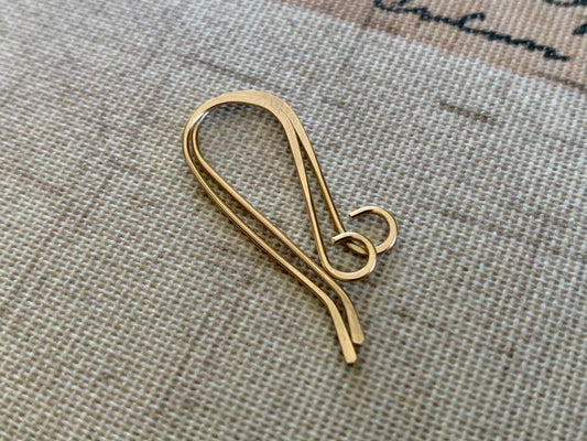 Solitaire 14kt Yellow Goldfill Earwires - Handmade. Handforged