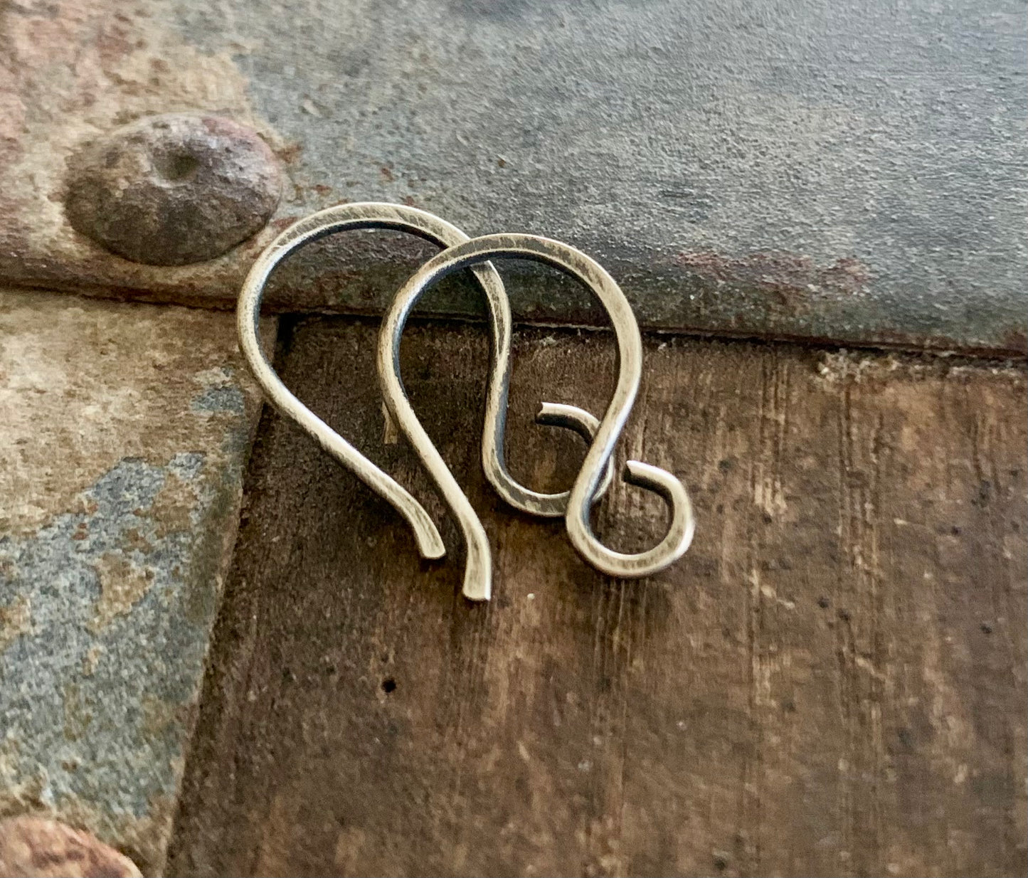 HEAVY 18 Gauge Twinkle Sterling Silver Earwires - Handmade. Hand forged. Oxidized & polished